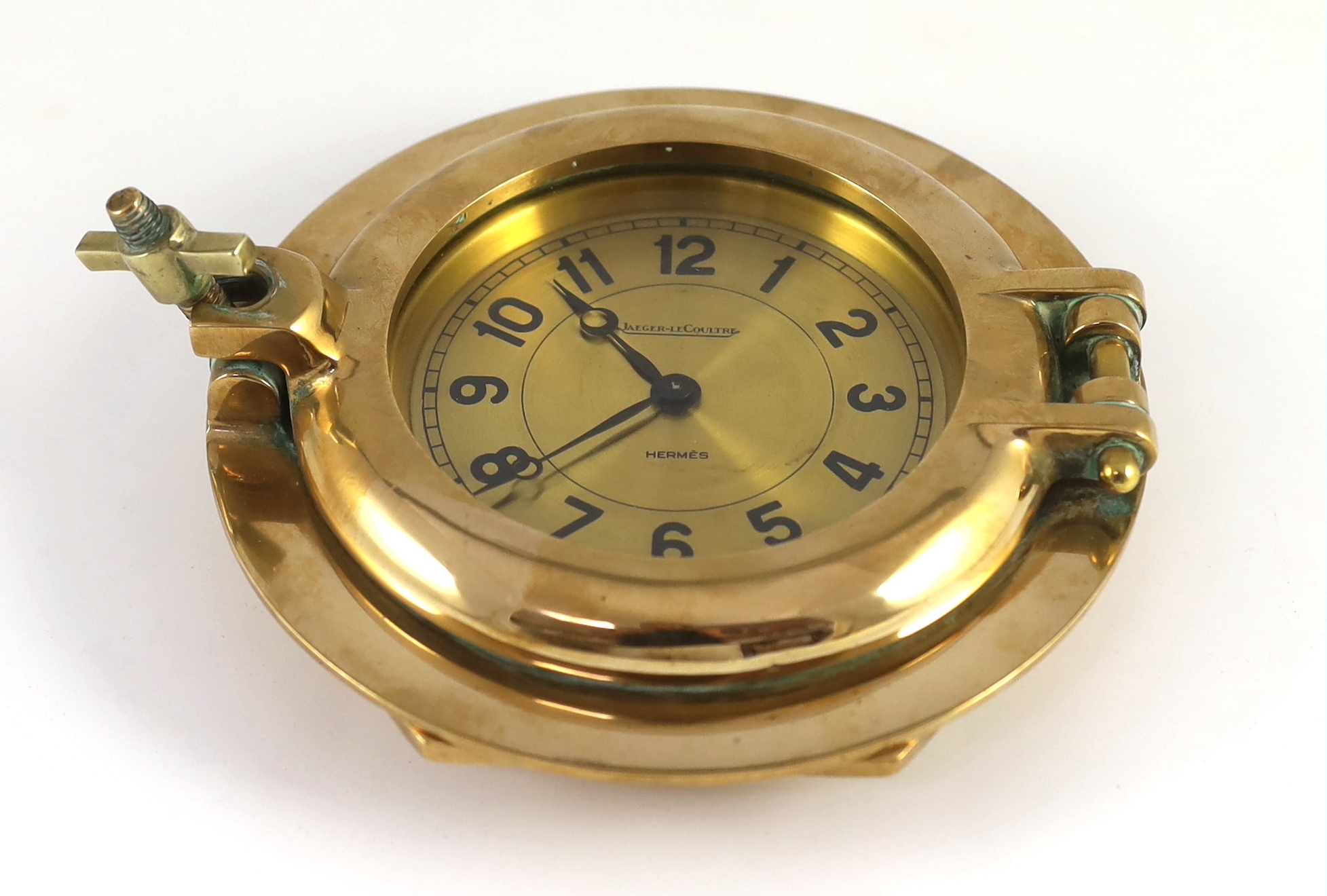 A Jaeger-Le-Coultre for Hermes novelty ship's porthole clock, circa 1955